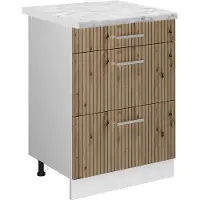 Vicco R-Line Keukenonderkast – 60 cm met laden, met marmeren werkblad Artisanaal eiken
