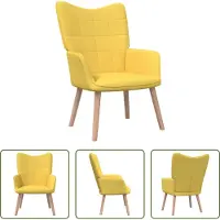 The Living Store De Living Store relaxfauteuil, mosterdgeel, met stoffen bekleding
