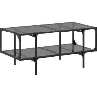 vidaXL Salontafel met zwart glazen blad 98,5x50x45 cm staal