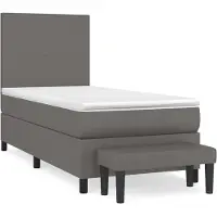 vidaXL Boxspring met matras kunstleer grijs 80x200 cm
