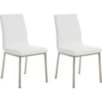CLP Set van 2 eetkamerstoelen Colmar, met een frame van roestvrij staal, wit