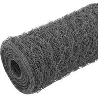 vidaXL Kippengaas 25x1 m staal met PVC coating grijs