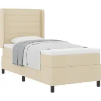 vidaXL Boxspring bed met kussen met hoofdeinde Crème 200 x 100 cm Stof