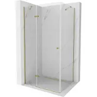 Mexen Roma scharnierende douchecabine 70 x 80 cm, transparant, goud - 854-070-080-50-00