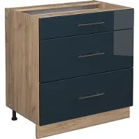 Vicco Fame-Line Keukenkasten – 80 cm met 3 laden, zonder werkblad Donkerblauw hoogglans