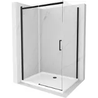 Mexen Omega douchecabine schuifdeur 100 x 90 , transparant, zwart + Flat douchebak, wit - 825-100-090-70-00-4010B