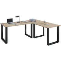 VCM Lona hoekbureau 160x160x80 cm U-frame Sonoma eiken decor, zwart.