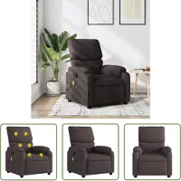 The Living Store Living Store massagestoel, donkerbruin, met stoffen bekleding