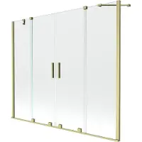 Mexen Velar Duo badwand, 2-delige schuif, 180 x 150 , transparant, goud geborsteld - 896-180-000-02-55