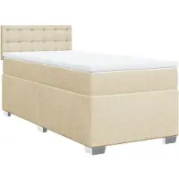 vidaXL Boxspring met matras stof crèmekleurig 90x200 cm