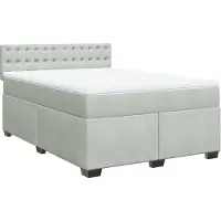 vidaXL Boxspring met matras fluweel lichtgrijs 140x200 cm