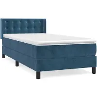 vidaXL Boxspring met matras fluweel donkerblauw 100x200 cm
