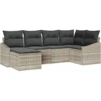 vidaXL Tuin Eettafel Set 6 st Lichtgrijs