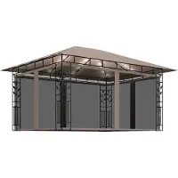 Syfax Prieel met klamboe LED-lichtslinger 180 g/m² 4x3x2,73 m taupe