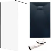 Badland Ketil Vidar doucheset 170 x 90 cm zwart - walk-in douchewand met douchebak