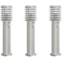 vidaXL Buitenvloerlampen 3 st met sensors 60 cm roestvrijstaal zilver