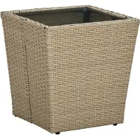 Syfax Salontafel 41,5x41,5x44 cm poly rattan en gehard glas beige
