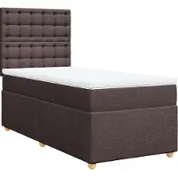 vidaXL Boxspring met matras stof donkerbruin 90x200 cm
