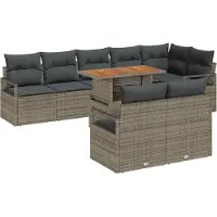 vidaXL Tuinbank Set 9 st 8-Aantal zitplaatsen Grijs en Bruin