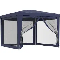 Syfax Partytent met 4 mesh zijwanden 3x3 m HDPE blauw