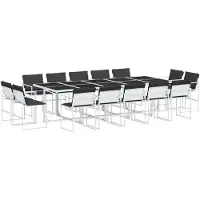 vidaXL 15-delige Tuinset met kussens textileen wit