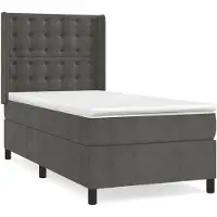 Syfax Boxspring met matras fluweel donkergrijs 90x200 cm