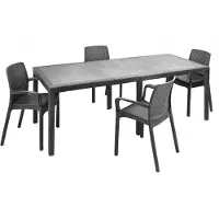 Dmora Cortanze - set Tafel en Stoelen, Zwart Antraciet, Uitschuifbaar Italiaans gemaakt