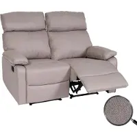 Mendler 2-persoons bioscoopstoel HWC-L93, relaxstoel, tv-stoel, sofa met armleuningen, verstelbare rugleuning, Nosag-vering, stof/textiel, grijs-bruin