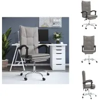 vidaXL bureaustoel met ligfunctie, taupe kleur, gestoffeerd - Bureaustoelen