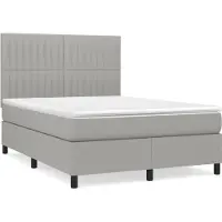 vidaXL Boxspring met matras stof lichtgrijs 140x200 cm