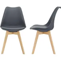 En.casa Eetkamerstoel 'Fläten', set van 2, gestoffeerde stoel, kunstleer, grijs