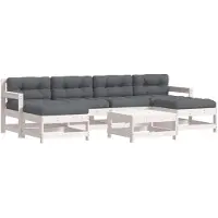 vidaXL 7-delige Loungeset met kussens massief hout wit