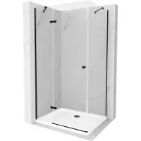 Mexen Roma douchecabine scharnierend 100 x 80 , transparant, zwart + Flat douchebak, wit - 854-100-080-70-00-4010B