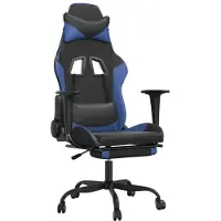 vidaXL Gamestoel met voetensteun kunstleer zwart en blauw