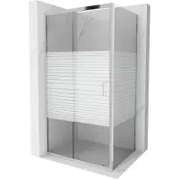 Mexen Apia uitschuifbare douchecabine 135 x 70 cm, witte strepen, chroom - 840-135-070-01-20