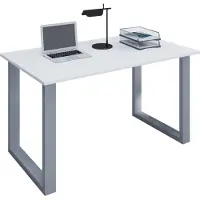VCM Lona Bureau 110x50 cm U-frame wit/zilverkleurig.