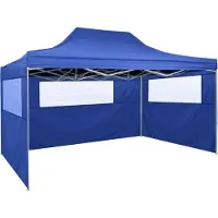 Syfax Partytent met 3 zijwanden inklapbaar 3x4 m staal blauw