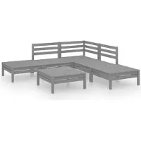 vidaXL 6-delige Loungeset massief grenenhout grijs