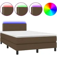 vidaXL Boxspring met matras en LED stof donkerbruin 120x190 cm