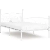 Prolenta Maison Exclusive - Bedframe met lattenbodem, wit, metaal, 90 x 200 cm