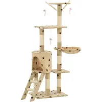 Syfax Kattenkrabpaal met sisal krabpalen 138 cm pootafdrukken beige