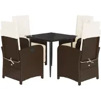 vidaXL 5-delige Tuinset met kussens poly rattan bruin