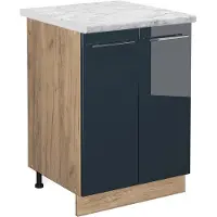 Vicco Keukenonderkast Fame-Line Donkerblauw hoogglans 60 cm , WB Marmer, Model 48847