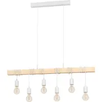 Eglo Houten hanglamp Townshend 6-lichts hout met wit