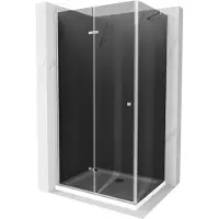 Mexen Lima inklapbare douchecabine 100 x 80 , grafiet, chroom + Flat douchebak, wit - 856-100-080-01-40-4010