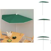 vidaXL Parasol - Parasols - Buitenparasol - Kleine Parasol - Parasol half met paal 180x90 cm groen