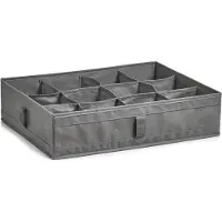 Zeller kleding/kast organiser - 12 vakken - grijs - 44 x 34 x 11 cm - polyester - Opbergmanden
