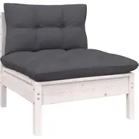 The Living Store Houten Bank - Tuinbank - Tuinmiddenbank met kussens massief grenenhout wit - Tuinset - Lounge Set - Buitendecor