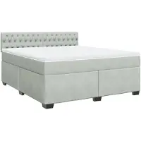vidaXL Boxspring met matras fluweel lichtgrijs 180x200 cm