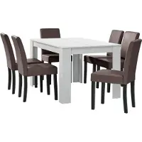En.casa Eetkamerset Nora eethoek 7-delig tafel en stoelen wit en bruin